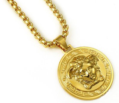 2015 New 18k Gold Plated Medusa Big Coins Pendent Necklace