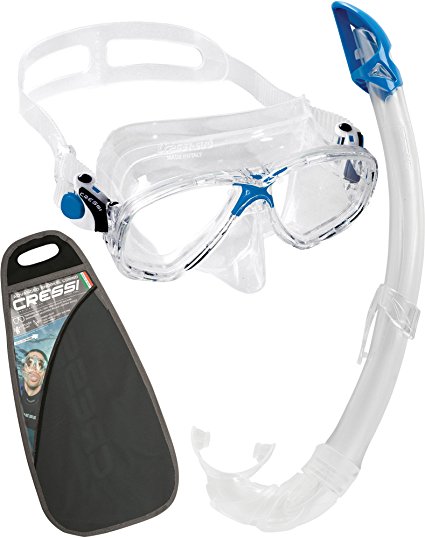 Cressi Snorkeling Gear, Mask Dry Snorkel Set with Bag - Cressi Italian Quality Since 1946