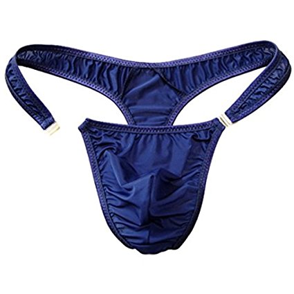 WenMei Men's Bikini Boxer Briefs trip Thongs G-string Milk Silk Underwear Shorts