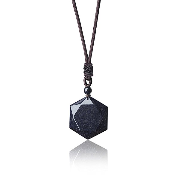 AmorWing Adjustable Healing Stones Amulet Star of David Hexagram Pendant Necklace