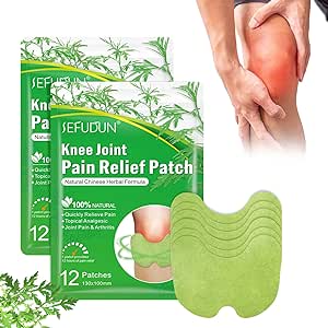 Knee Pain Relief Patches, 24 Pcs Arthritis Pain Relief Patch With Natural Wormwood Herbal,Relieves Muscle Soreness and Promotes Blood Circulation-For Relieve Pain Heat Patch in Knee,Back,Neck,Shoulder