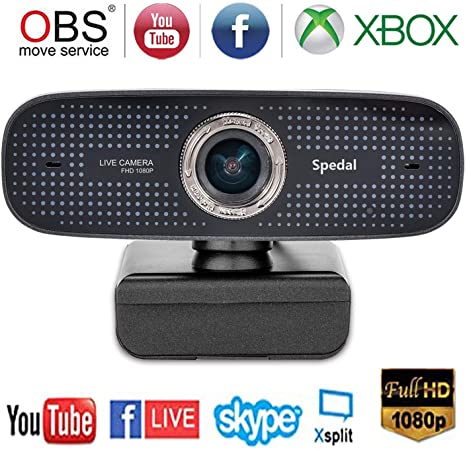 Webcam Full HD 1080P USB Camera with Dual Microphones 100 Degree Wide Angle Computer Streaming Camera for YouTube OBS Twitch Skype Web Cam Compatible for Mac Windows 10/8/7