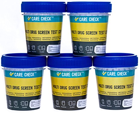 Care Check Sterile 12 Panel Multi Drug Screen Test Urine Sample Collection Cups, 5 Pack Individually Wrapped Drug Test Cups
