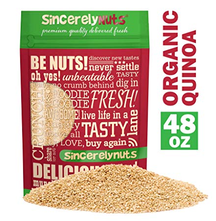 Sincerely Nuts Certified Organic White Quinoa — Three Lb. Bag - Delicious, Organic and Gluten Free Certified — Packed with Protein, Fiber and Essential Amino Acids — Certified Kosher