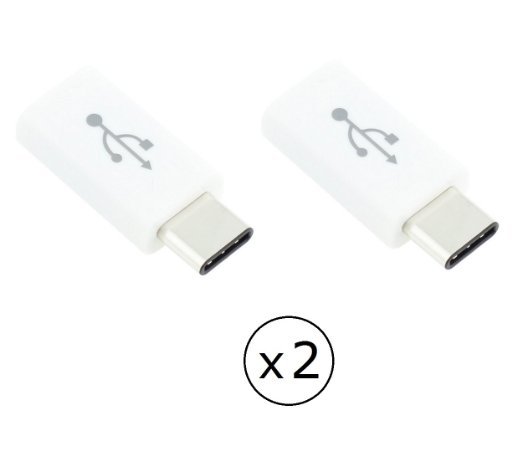 2-Pack USB Type C USB-C to Micro USB 20 Female Adapter Charge and Data Sync Converter Cable Connector for Nexus 5X 6P LG G5 HTC 10 Lumia 950 XL and Type-C Phones 2x Adapter-White