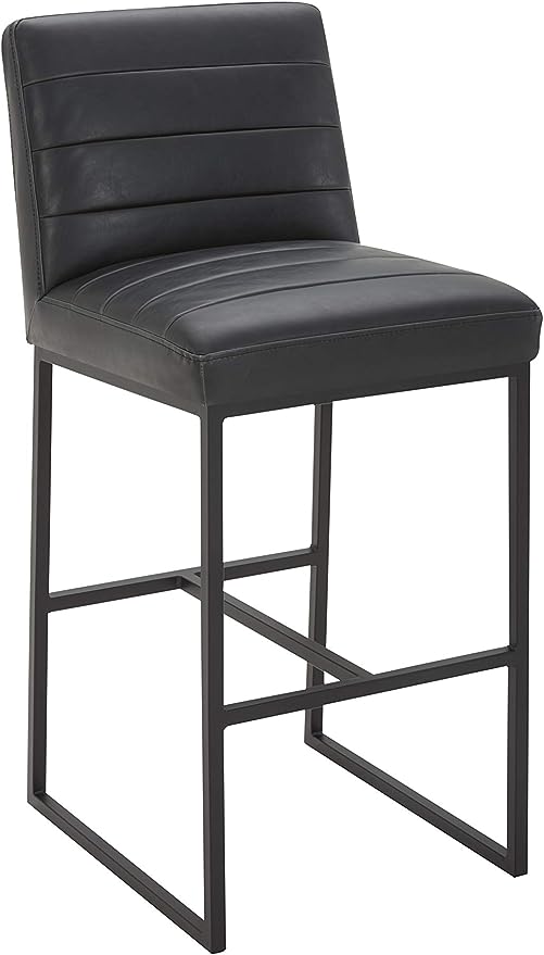 Amazon Brand – Rivet Decatur Modern Faux Leather Kitchen Bar Stool, 41"H, Black