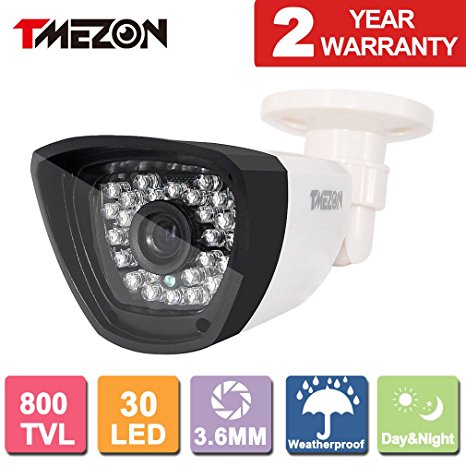 TMEZON HD 800TVL 30 IR-LEDs 960H CCTV Camera Home Security Day/Night Waterproof In/Outdoor Camera 3.6mm Wide Angle Lens