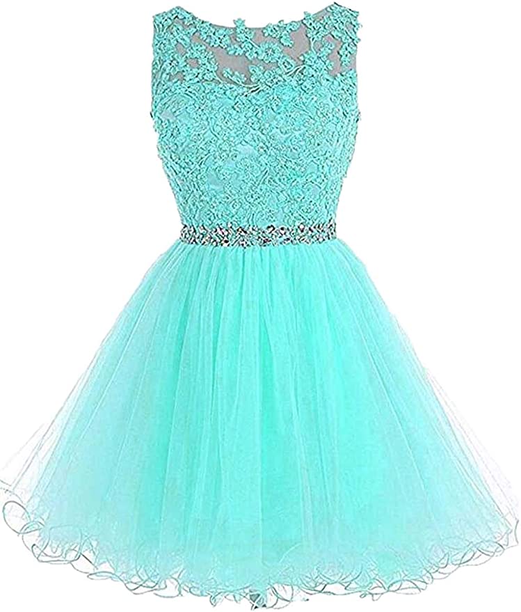 Huifany Women's Short Lace Homecoming Dresses Beaded Cocktail Prom Party Gowns