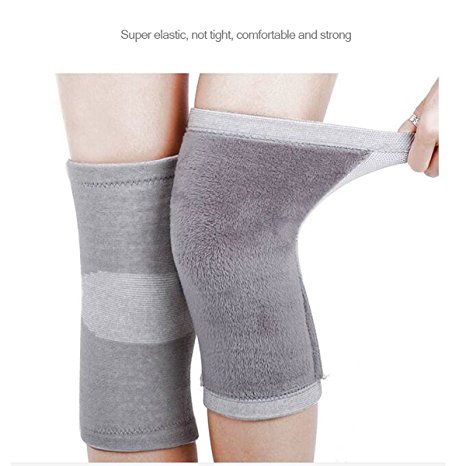 Restar Bamboo Charcoal Cashmere Warm Metal Spring Fitness Knee Pad Unisex Cashmere Knee Brace Pads Winter Warm Thermal Knee Pad 1 Pair