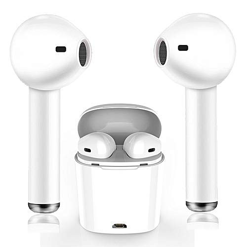 RB i7s Headphone Twins Earphone Stereo for Android & iOS 4.2 Bluetooth Wireless Headset with Mic Charging Box- White (White)