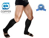 Copper Compression Knee High Recovery Support Socks - GUARANTEED To Speed Up Recovery and Relieve Pain and Soreness - Great For Running and Sports Anti-Fatigue  Reduce Swelling 1 PAIR Shoe Size 7-9