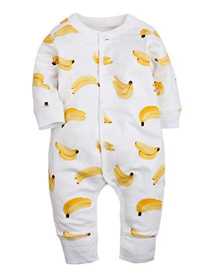 Kidsform Baby Cotton Romper Banana Dinosaur Pajamas Sleepwear Short/Long Sleeve Jumpsuit Newborn Summer Outfits 3-24M