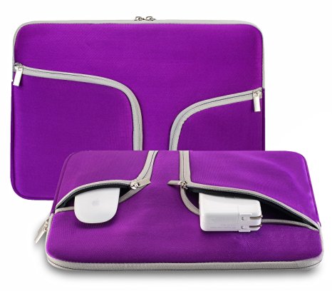 Evershop® Zipper Briefcase Handbag Sleeve Bag Cover Case for Macbook Air & PRO 15 Inch & Universal Laptop Netbook 15 Inch (Purple)