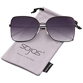 SOJOS Fashion Oversized Women Sunglasses Square Frame Flat Mirrored Lens SJ1082