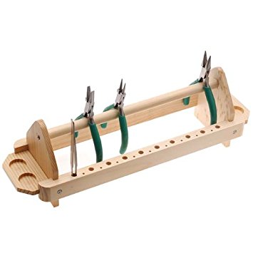Wooden Plier And Tweezers Stand Tool Rack For Jewelers - Holds 12 Pliers