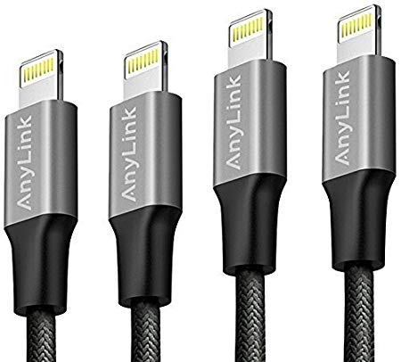 Lightning Cable, Anylink iPhone Cord 4 Pack Assorted Lengths (2x3ft, 2x6ft), Nylon Braided Lightning Cord, Durable and Fast Charging for iPhone 7 Plus 6s Plus 6 SE 5S, iPad Mini Air, iPod