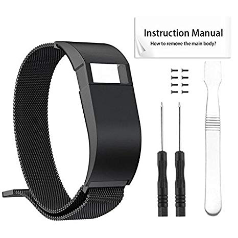 Oucan For Fitbit Charge HR, Stainless Steel Milanese Loop Metal Replacement Accessories Bracelet Strap with Unique Magnet Lock for Fitbit Charge HR Women Men