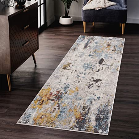 Abstract Area Runner Rugs Elite Collection Non-Shedding Kitchen Living Room Bedroom Dining Room Entryway Area Rug, Actual Size: 2’8’’ x 7’7’’ from Keen Home Design