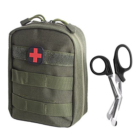 Tactical MOLLE EMT Pouch Medical Utility Bag 1000D Nylon with First Aid Patch and Shear