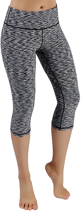 ODODOS Women's Mid Waisted Tummy Control Yoga Capris,19" Inseam Leggings with Inner Pockets