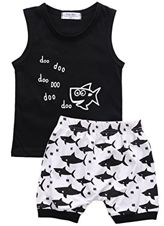 Baby Boys Girl's Summer Cotton Sleeveless Outfits Set Tops Pants