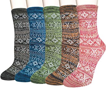 Pack of 5 Womens Cotton Comfort Casual Crew Socks