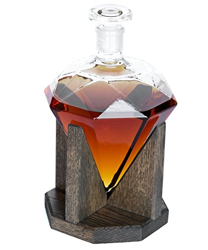 Diamond Liquor Decanter – Scotch Whiskey Decanter - 1000ml Decanter for Alcohol - Vodka, Bourbon, Rum, Wine, Whiskey, Tequila or Even Mouthwash - Glass Diamond Decanter from Prestige Decanters