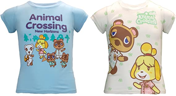 Nintendo Animal Crossing Girls Tees 2-Packs, Animal Crossing New Horizons Girls T-Shirt 2-Pack Bundle Sets