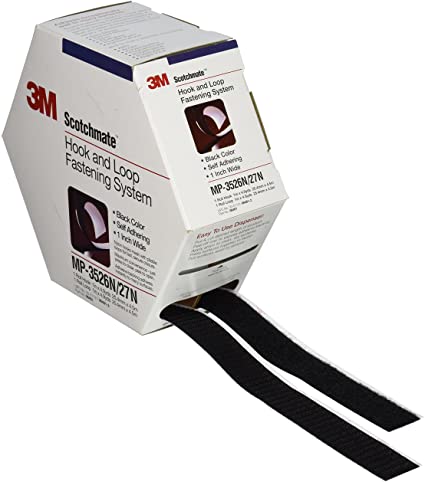 3M Scotchmate Hook and Loop Fastening System, 1-Inch by 5-Yard, Black