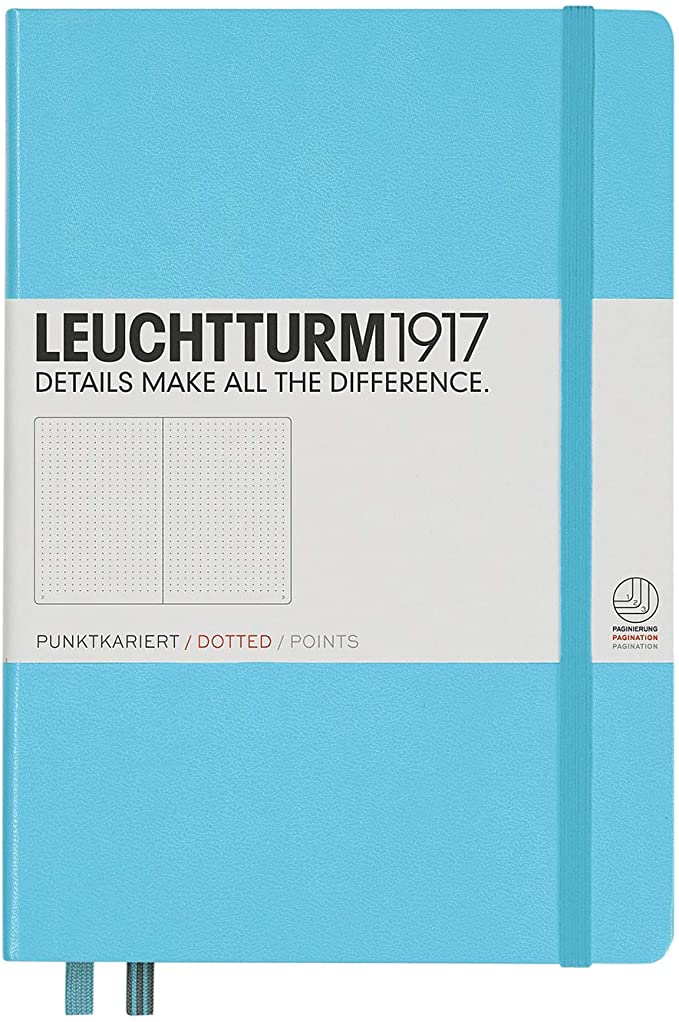 LEUCHTTURM1917 (357482) Notebook Medium (A5), Hardcover, 251 Numbered Pages, Dotted, ice Blue