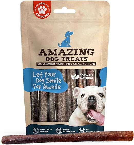 Amazing Dog Treats 12 Inch Collagen Stick - (20 Count) - Collagen Bully Sticks for Dogs - 95% Natural Collagen Sticks for Dogs - No Hide Bones for Dogs