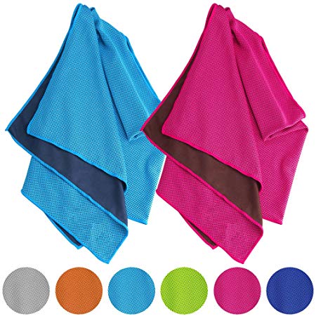 Vancle Cooling Towels 2 PACK, Cooling Towel for Instant Cooling Relief in Hot Environment, Ice Towels Stay Cool for Sports and Fitness