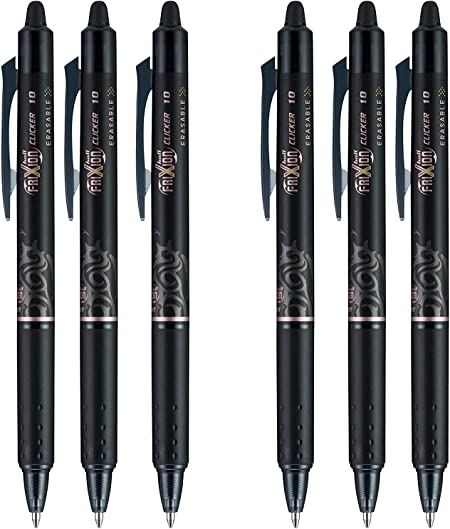 PILOT FriXion Clicker Erasable, Refillable & Retractable Gel Ink Pens, Bold Point, Black Ink, 6 PACK