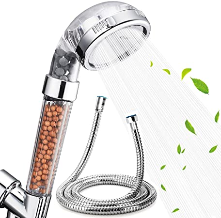 Nosame Shower Head with Hose , Filter Filtration High Pressure Water Saving 3 Mode Function Spray Handheld Showerheads for Dry Skin & Hair
