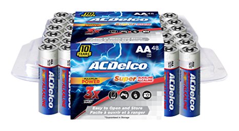 ACDelco AA Batteries, Super Alkaline AA Battery, High Performance, 48 Count Pack