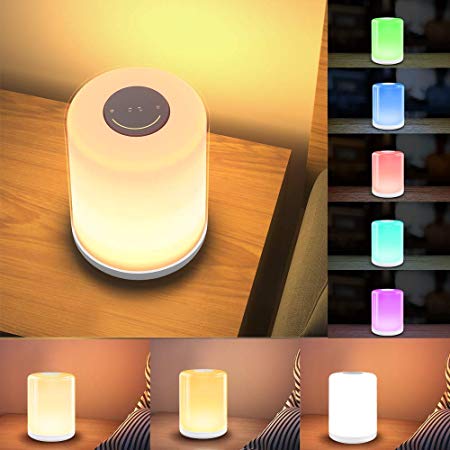 Bedside Lamp, LBell Touch Control Table Lamp, Dimmable Warm White Night Light, RGB Color Changing Lighting Memory Function Bedside Light for Living Rooms and Bedrooms