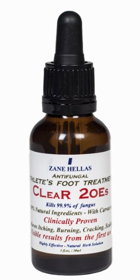 CLeaR 2OEs. KILL 99.9% of FUNGUS. Anti Fungal Athletes Foot Treatment. Relieves Itching, Burning, Cracking, Scaling. 1 oz - 30 ml