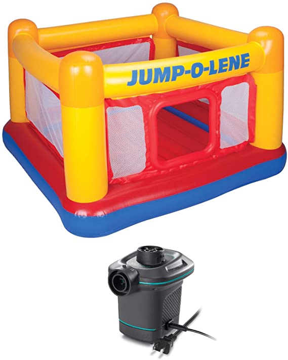 Intex Inflatable Ball Pit Bounce House & 120V Quick Fill AC Electric Air Pump