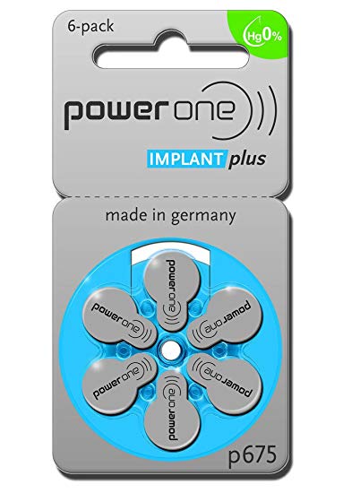Power One Size 675 MERCURY FREE Cochlear Implant Batteries (60 batteries)