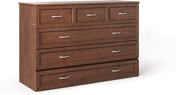 Atlantic Furniture Deerfield Murphy Bed Chest with Charging Station, Queen, Burnt Amber