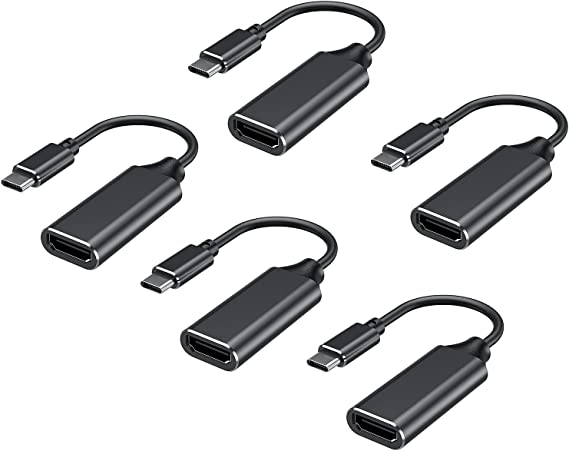 USB C to HDMI Adapter 4K for Mac OS, Type-C to HDMI Adapter [Thunderbolt 3], Compatible with MacBook Pro 2019/2018/2017, MacBook Air, Galaxy, Dell XPS, Pixelbook, Microsoft and More (5 Pack)
