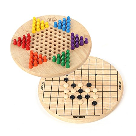 Joqutoys Wooden Chinese Checkers and Gobang (Five in a Row) 2 in 1 Puzzle Game