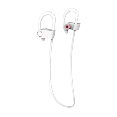 Bluetooth Headphones - iMujin White LegalBeats Q6 Wireless HD Stereo Power Sound Headsets Beats – ABS Matte Skin, Sweatproof w/Noise Cancelling, Secure Fit in Ear Earbuds, Ergonomic Workout Earphones