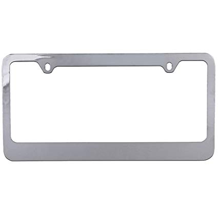 U.A.A. Inc. Plain Universal Metal License Plate Frame (Chrome)