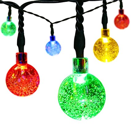 Mrupoo Globe Solar String Lights 30 LED 21ft 8 Modes Crystal Ball Waterproof Christmas Light for Indoor/ Outdoor, Home, Garden, Lawn, Wedding, Party, Landscape and Halloween Decorations (Multicolor)