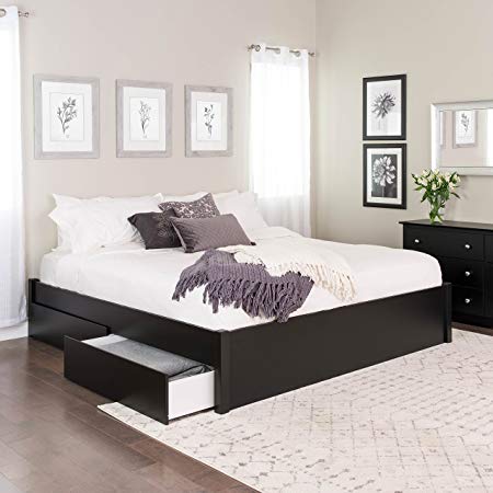 King Select 4-Post Platform Bed with 4 Drawers, Black