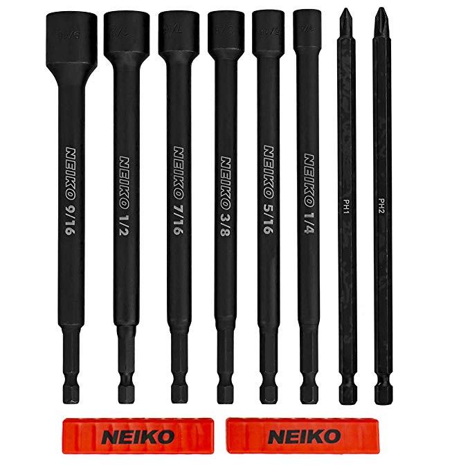 Neiko Impact Magnetic Nut Setter Set (6-inch Long SAE)