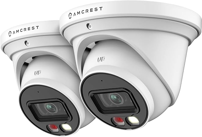 Amcrest 2-Pack AI Turret IP PoE Camera w/ 49ft Nightvision, Security IP Camera Outdoor, Built-in Microphone, Human & Vehicle Detection, Active Deterrent,129° FOV, 5MP@20fps 2PACK-IP5M-T1277EW-AI