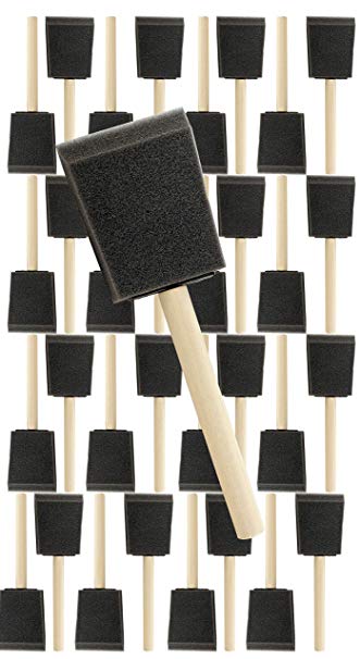 Pro Grade 2 Inch Foam Sponge Wood Handle Paint Brush Set (32 pc) Lightweight, Durable and Used for Acrylics, Stains, Varnishes, Crafts, Art, Glue Brushes, Touch UP's, Polyurethane (2"-32Ea)