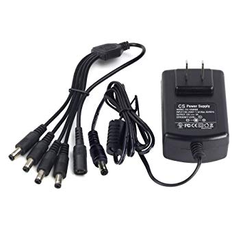 ZOSI 12V 2A 100V-240V US AC to DC Power Supply Adapter & 4-Way Power Splitter Cable for CCTV Home Security Camera Surveillance System